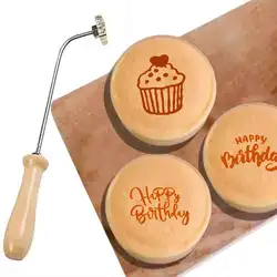 Cake Hot Stamping Stamp HAPPY BIRTHDAY Brass Embosser Bread Cake Surface Embossing Tool Blessing Seal for The Birthday Party