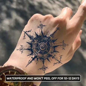 ملصقات وشم مؤقتة مقاومة للماء للرجال والنساء ، شارة مزيفة ، عناصر الإسطرلاب المحاكاة ، الذراع والظهر أعلى 12 مبيعات الرجال الوشم الخلفي - No8