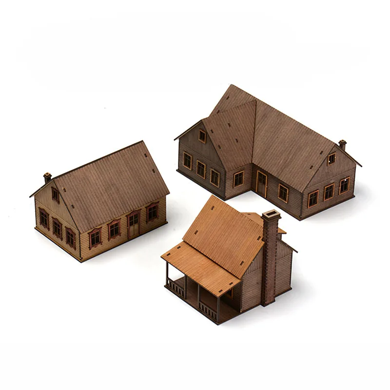 1/72 Oosterse Europese Herenhuis Gebouw Scène Houten Geassembleerde Modelversieringen Diy Handgemaakte Geschenken