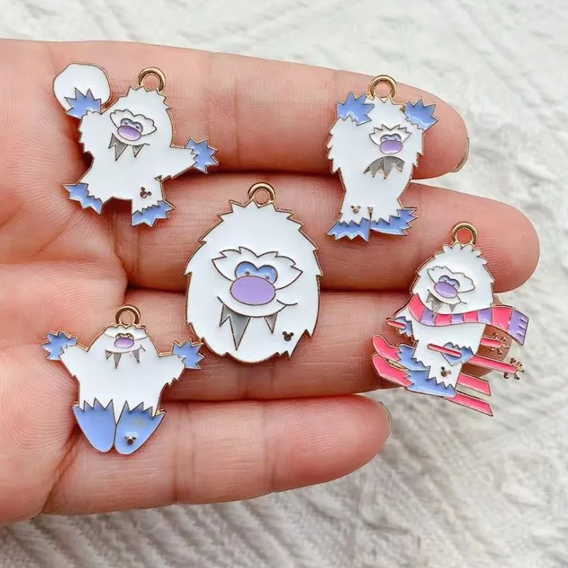 10pcs Cartoon Snowman Enamel Charms Pendant Smiling cute Snowman Metal Charms DIY Bracelet Earrings For Jewelry Accessories