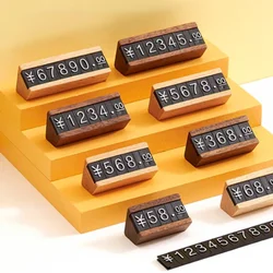 5pcs/lot Solid Wood Adjustable Number Letter Price Label Commodity , Wine, Tea, Beauty Products Display Plate Price Cube Tags