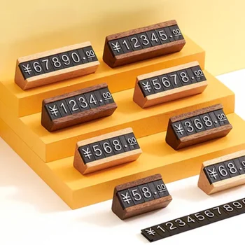 5 قطعة/الوحدة الخشب الصلب قابل للتعديل عدد رسالة السعر تسمية السلع والنبيذ والشاي ومنتجات التجميل عرض لوحة السعر مكعب العلامات