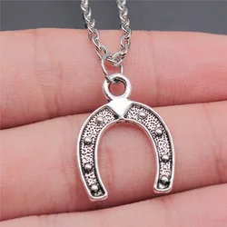 Dropshipping Antique Silver Color 23x18mm Horseshoe Horse Shoes Pendant Necklace For Women