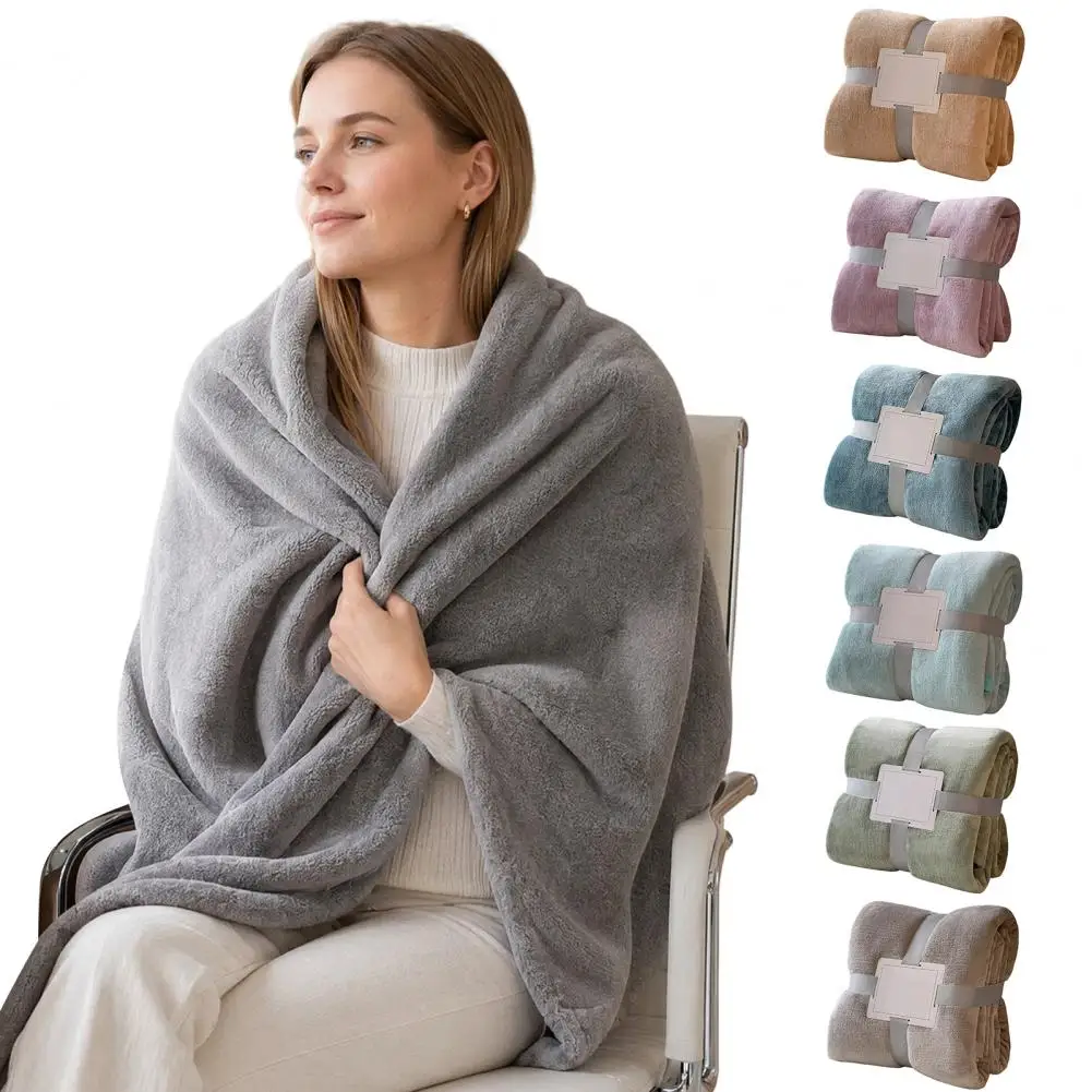 Nap Blanket, Lightweight Foldable Milk Velvet Warm Blanket, Soft Double-Sided Solid Color Warm Shawl Wrap