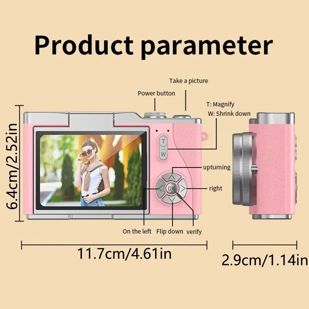 HD Display Digital Camera​​ ​​4K Resolution​​ ​​180° Flip Screen​​ ​​30X Zoom Camera​​ ​​Compact Size​ ​​30X Optical Zoom​​
