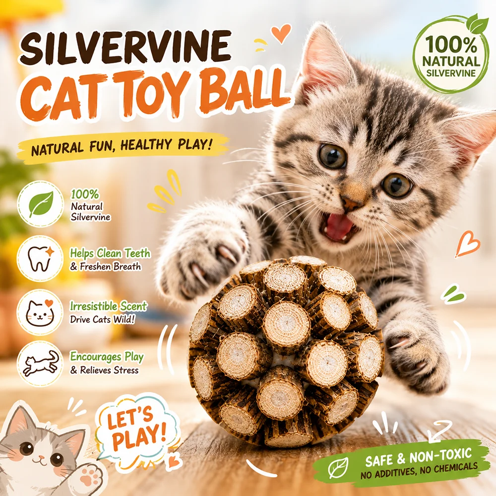 Juguete para Gatos: Bola de Matatabi y Catnip para Gatos, Juguetes de Catnip para Gatos de Interior, Juguete Masticable de Silvervine para Limpiar Dientes y Molares de Gatitos