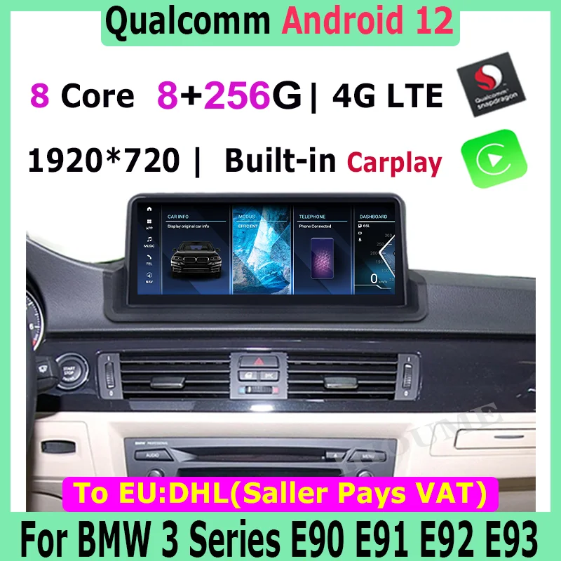 

GPS Video 10.25 / 12.5inch Snapdragon ID8 Android 12 8+256G Car Multimedia Player For BMW 3Series E90 E91 E92 E93 CarPlay iDrive