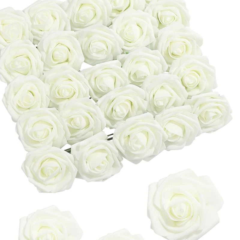 25 uds rosas flores artificiales espuma flor falsa para el hogar decoración del banquete de boda ramo de novia artesanía regalos Accesorios