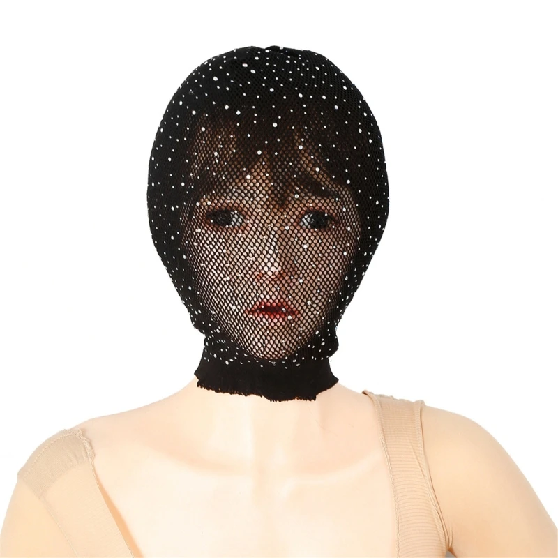 Balaclava Head Cover Stocking Hat with Rhinestones for Halloween Costume