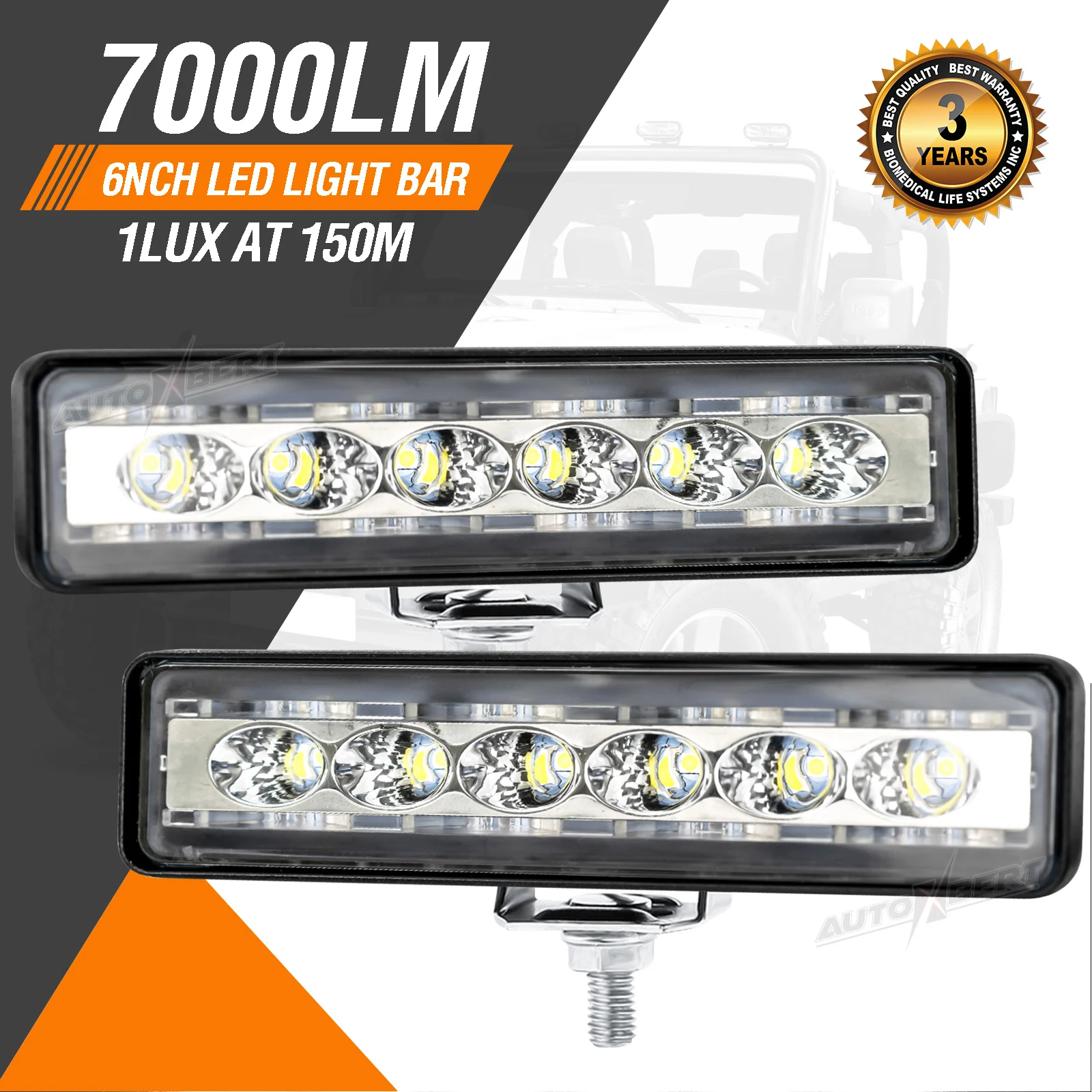 2x LED Work Light Bar Flood Spot Lights Driving Offroad Truck SUV Warning 12-24V