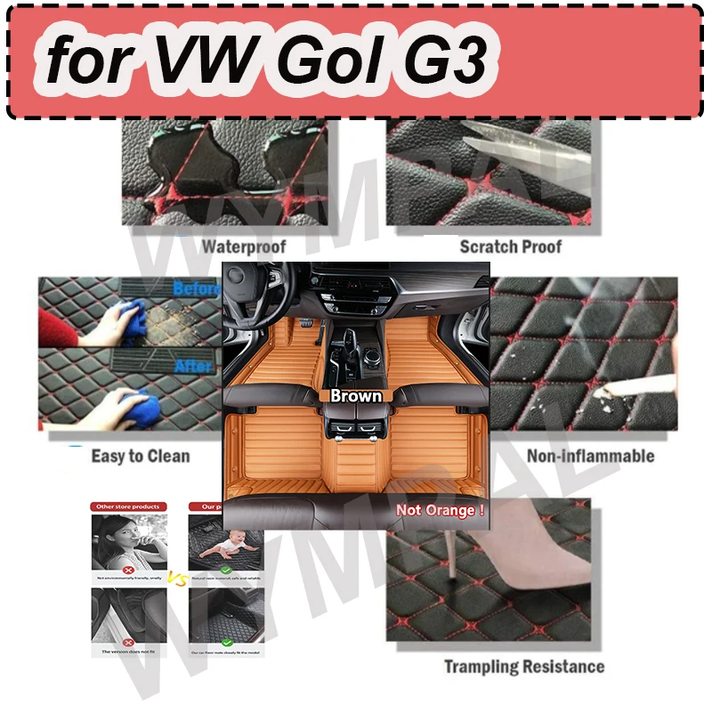 

LUXURY Car Floor Mat For VW Gol G3 2000 2001 2002 2003 2004 4 Doors Diamond Leather Luxury Woman Foot Pad Auto Carpet Accessory