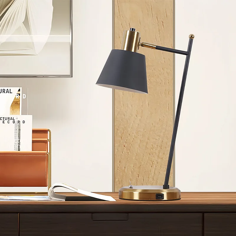 

USB charging interface desk lamp, guest room living room study office bedroom bedside desk lamp
