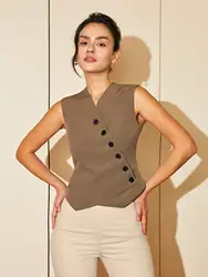 AEL Button Front Vest Women's Blazer