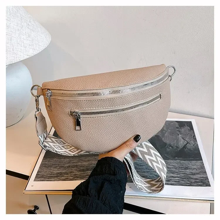 

Простая повседневная однотонная сумка из искусственной кожи 2024, хит продаж, поясная сумка на молнии, мягкая популярная нагрудная сумка для поездок на работу