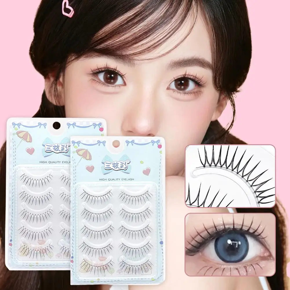 Cílios postiços coreanos transparentes em forma de u, haste fina, luz natural, tez clara, raízes diárias, estilo natural para mulheres r7m7