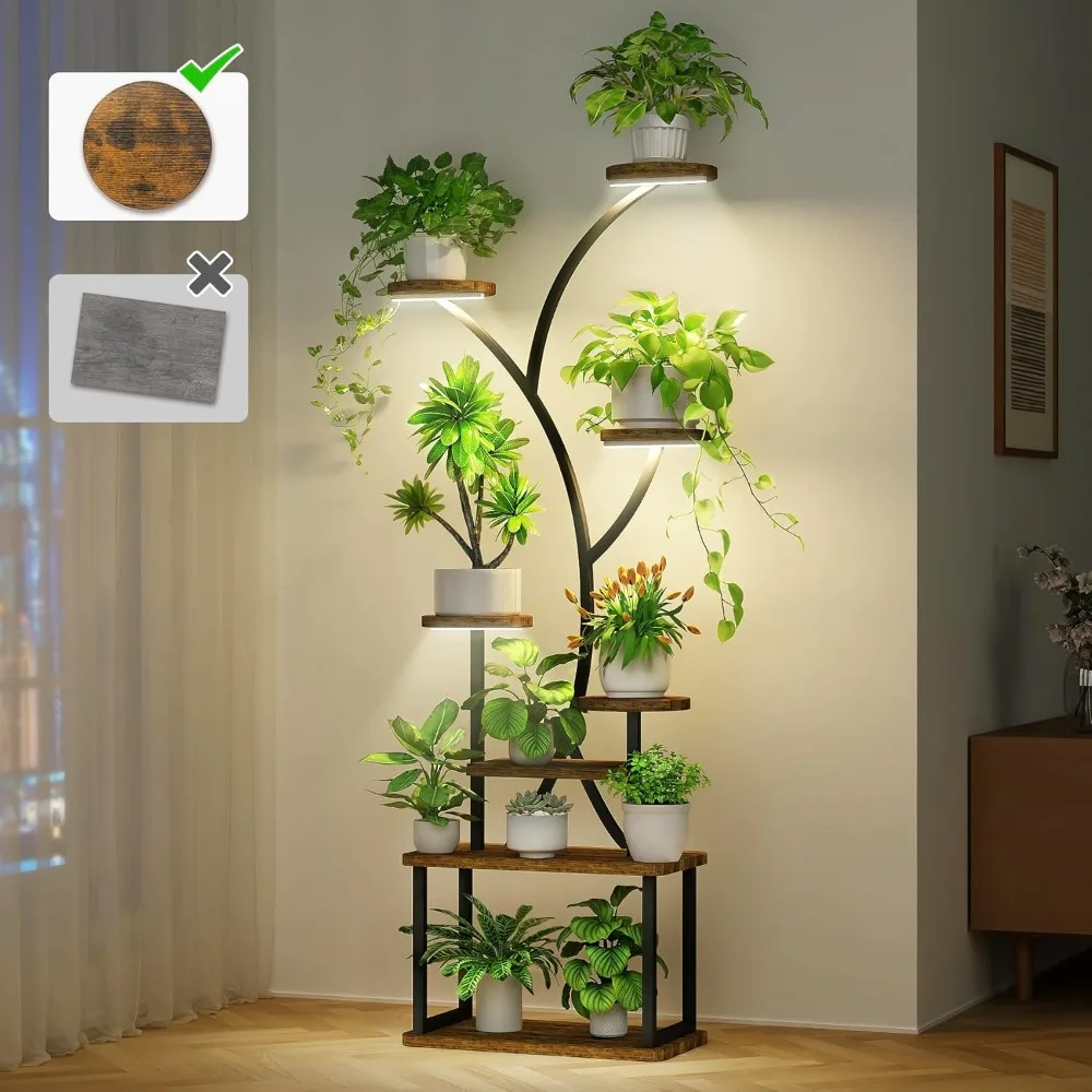 

Plant Stand with Grow Light, 8 Tiered Indoor,60.8" Tall Plant Stand for Indoor Multiple