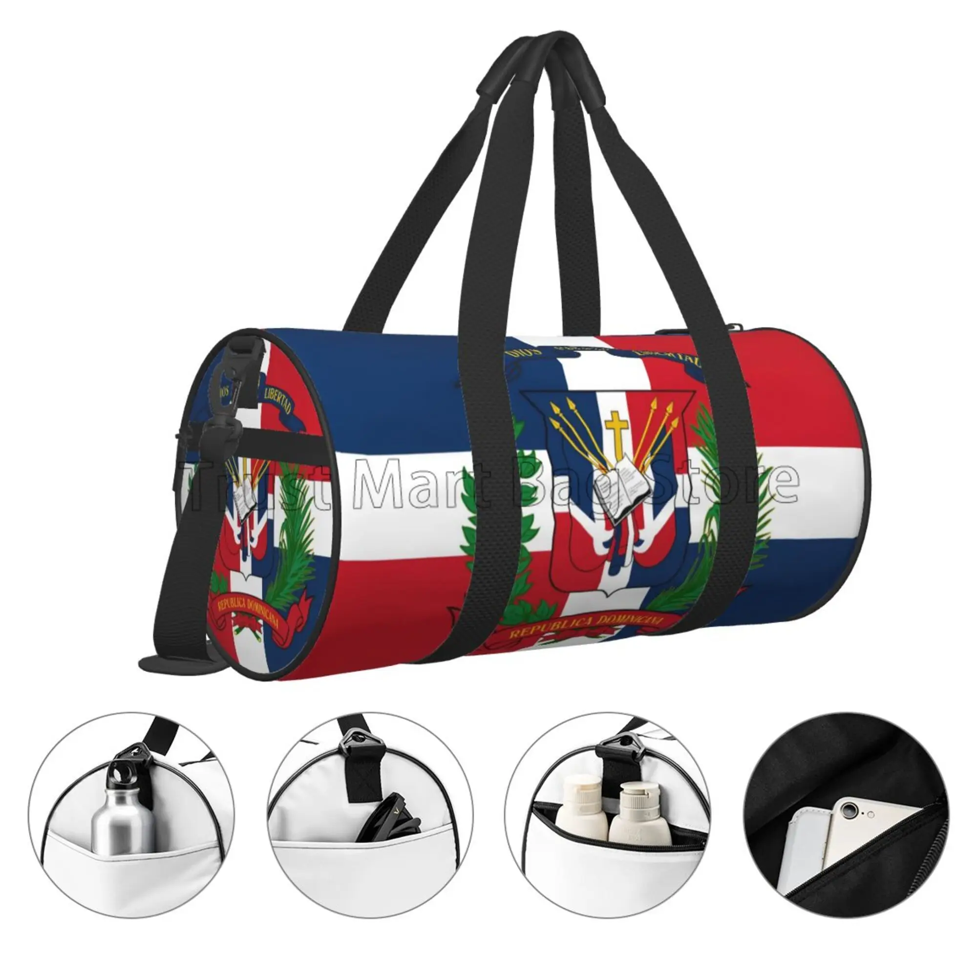 Dominican Republic Flag Travel Duffel Shoulder Bag Yoga Gym Fitness Bags Canvas Weekend Bag Sports Tote