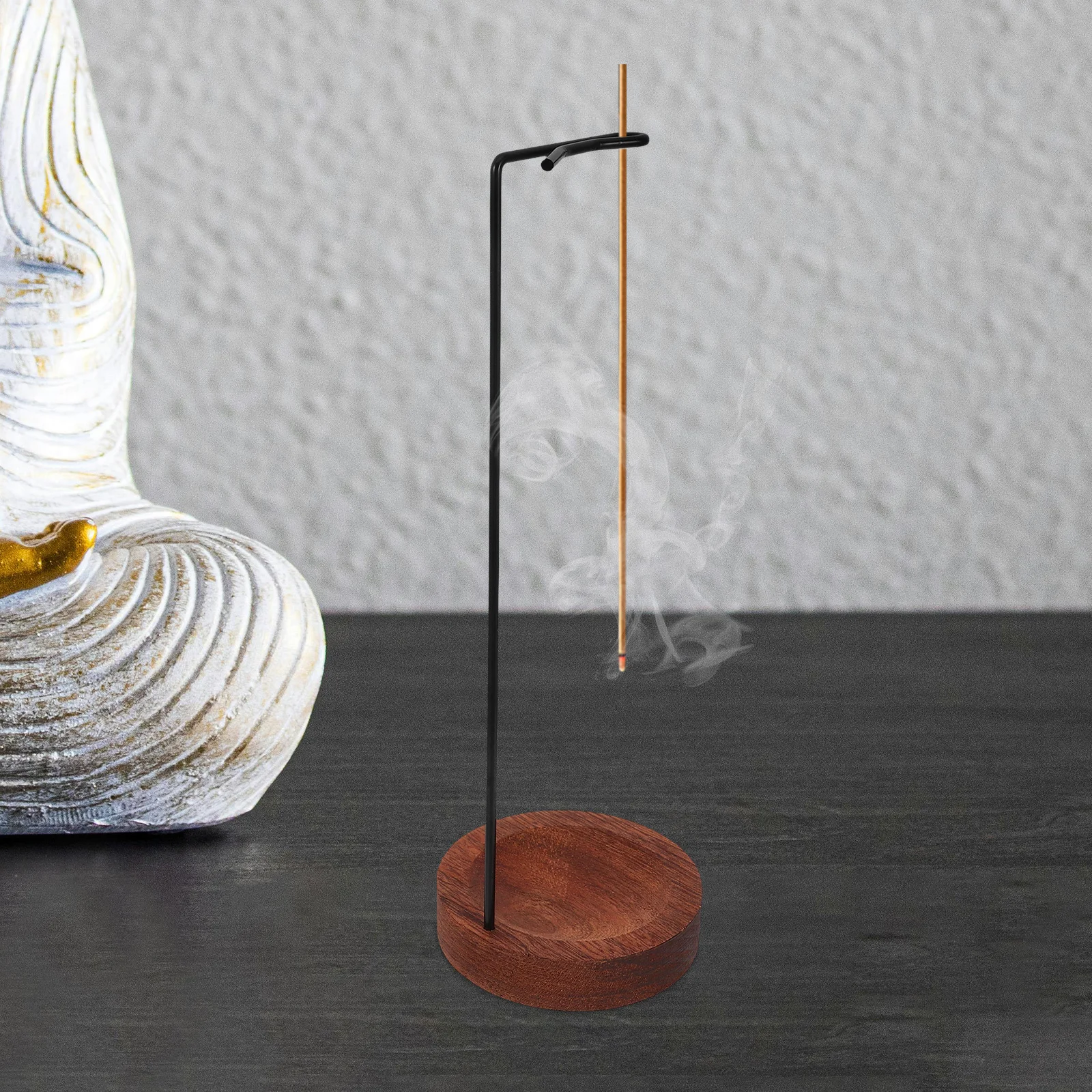 

Elegant Incense Holder Iron Wood Stick Burner Upside Down Incense Ash Tray for Yoga Meditation Home Decoration