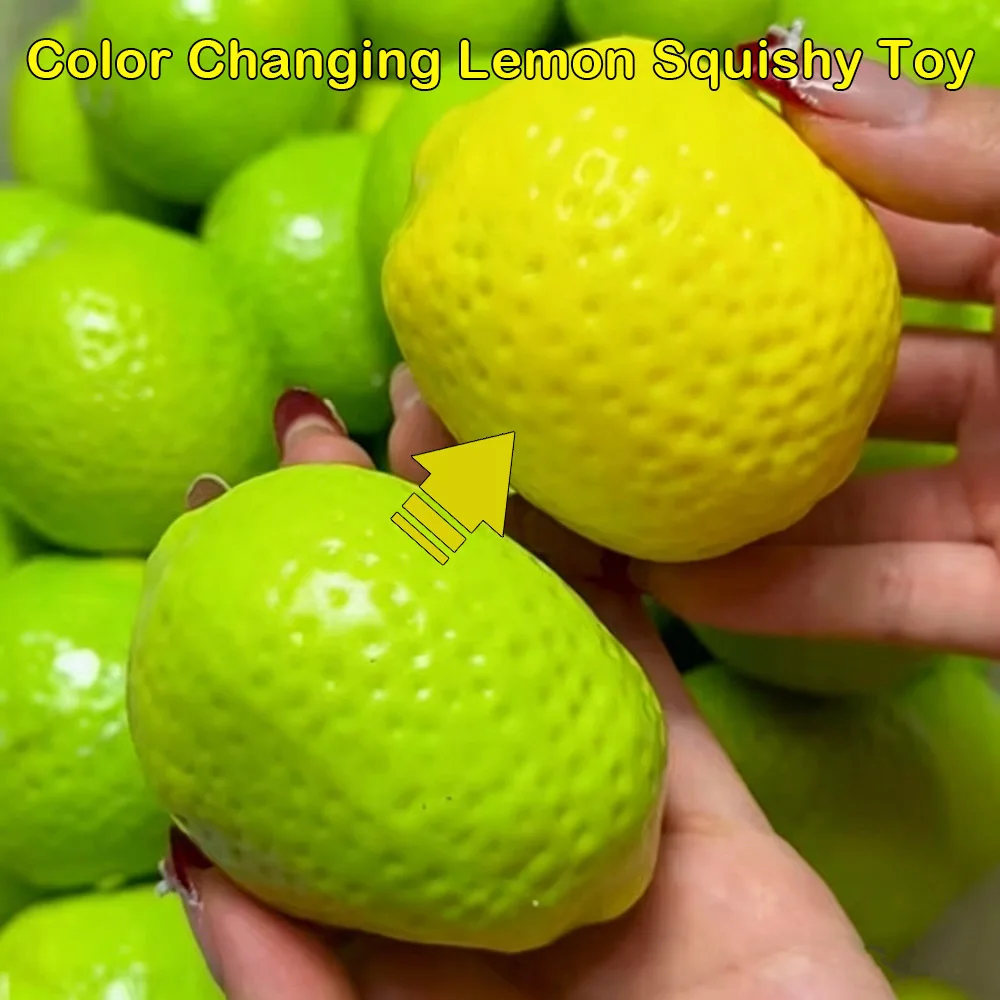 Handmade Crispy Lemon Stress Ball Squeeze Toy Color Changing Crunchy Mango Squishy Fidget Toy ASMR Sensory Stress Relief Toy view 5