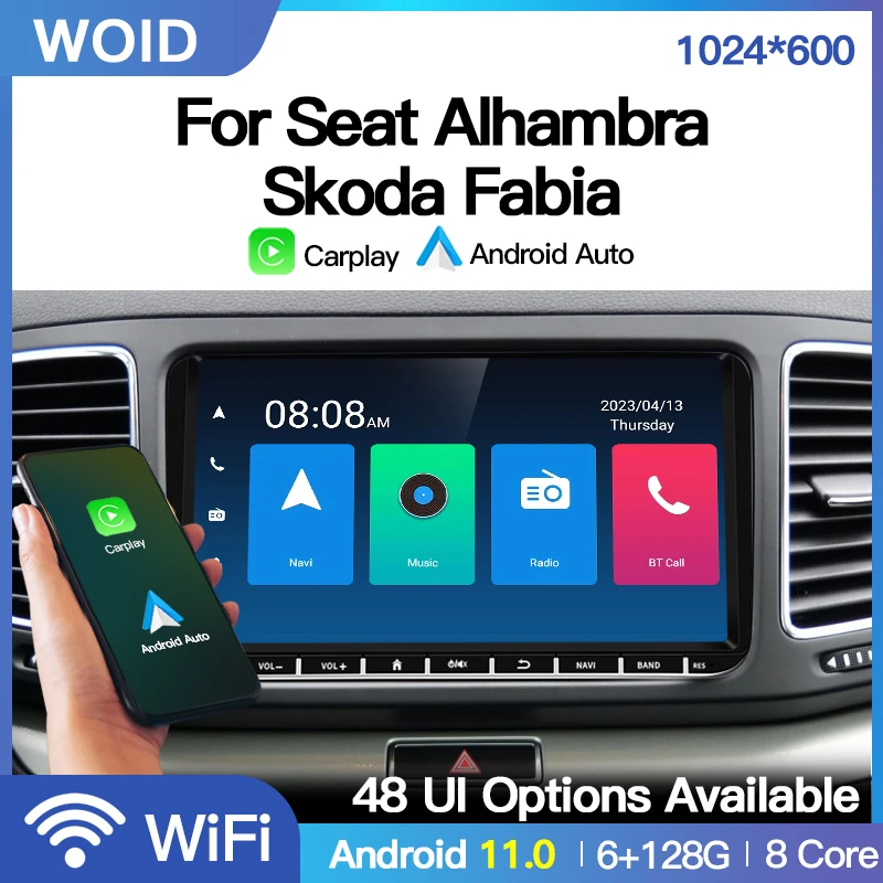 2 Din Android Car Radio GPS WiFi RDS Carplay Autoradio Multimedia Player For VW Seat Alhambra-Skoda Fabia Stereo Navi Video Auto