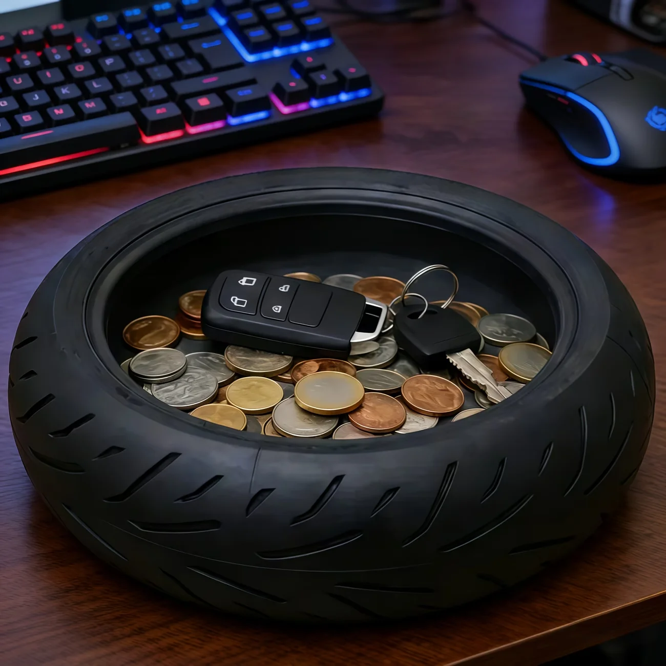 Black Tire Storage Box Replica Car Tire Storage Tray Desktop Decoration Ornament Home Living Room Decoration Tray