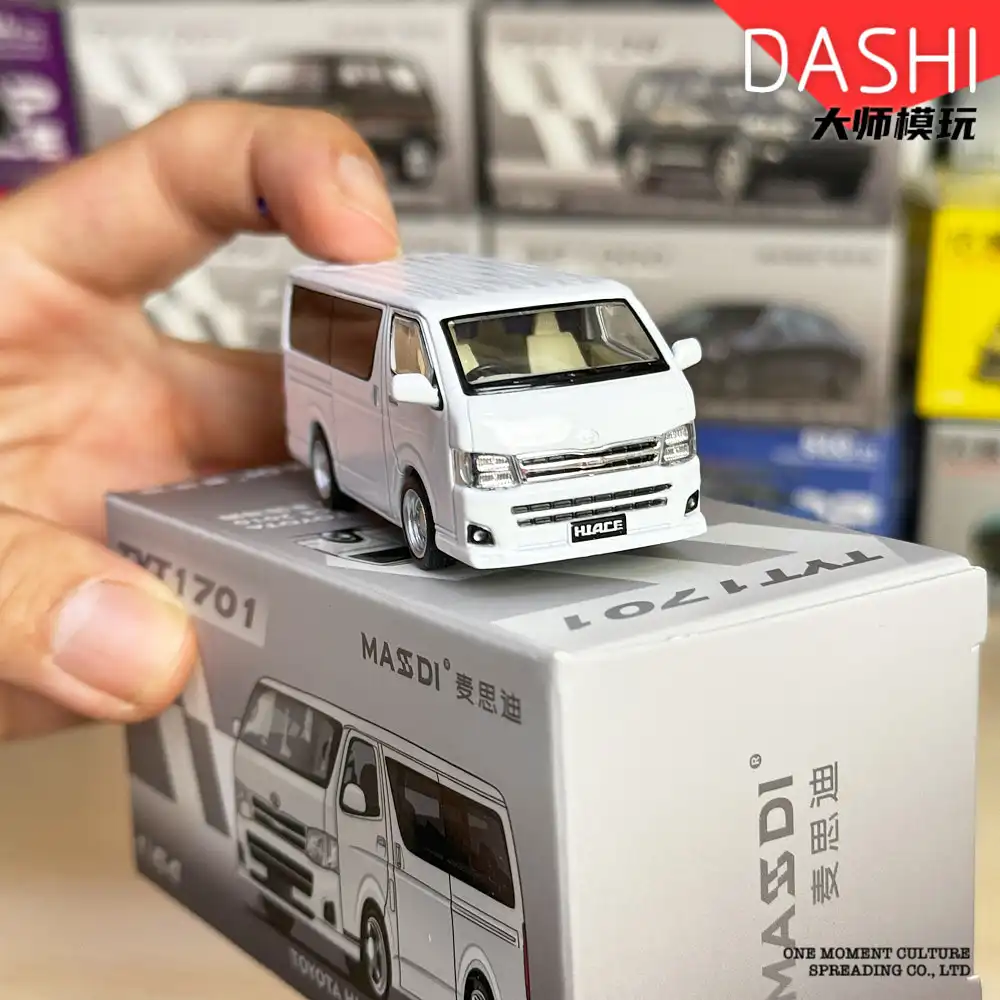 MASSDI 1:64 ハイエース 2010 MPV ホワイト ブラック シルバー合金車
