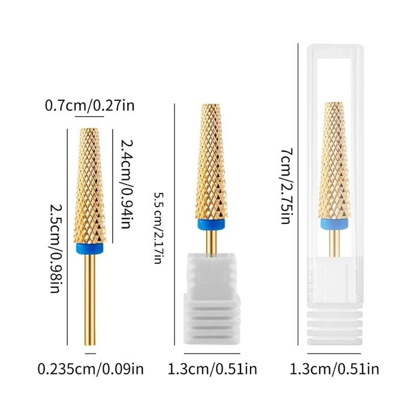 Qualidade Nail Drill Bits 5 em 1 para unhas, 3/32 polegadas, sem esforço Remover Acrílico ou Gel Polonês Manicures Ferramenta