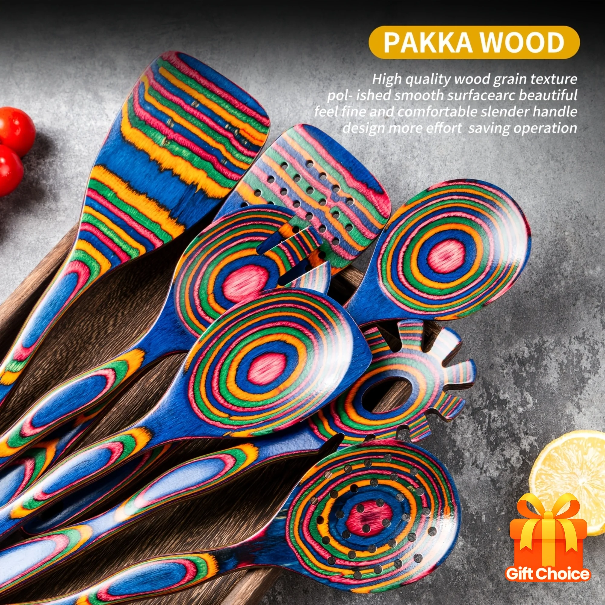 

Spurtle Set, Wooden Utensils For Cooking, WOSPONFAN Kitchen Utensils Set, Pakkawood Kitchen Cooking Utensils Set
