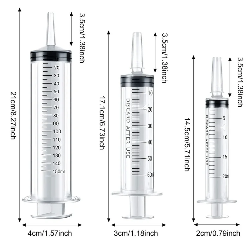 8 Pieces Plastic Syringe Set, Industrial Syringes Liquid Measuring Syringe Tools for Scientific Labs,Dispensing, 20ml,60ml,150ml