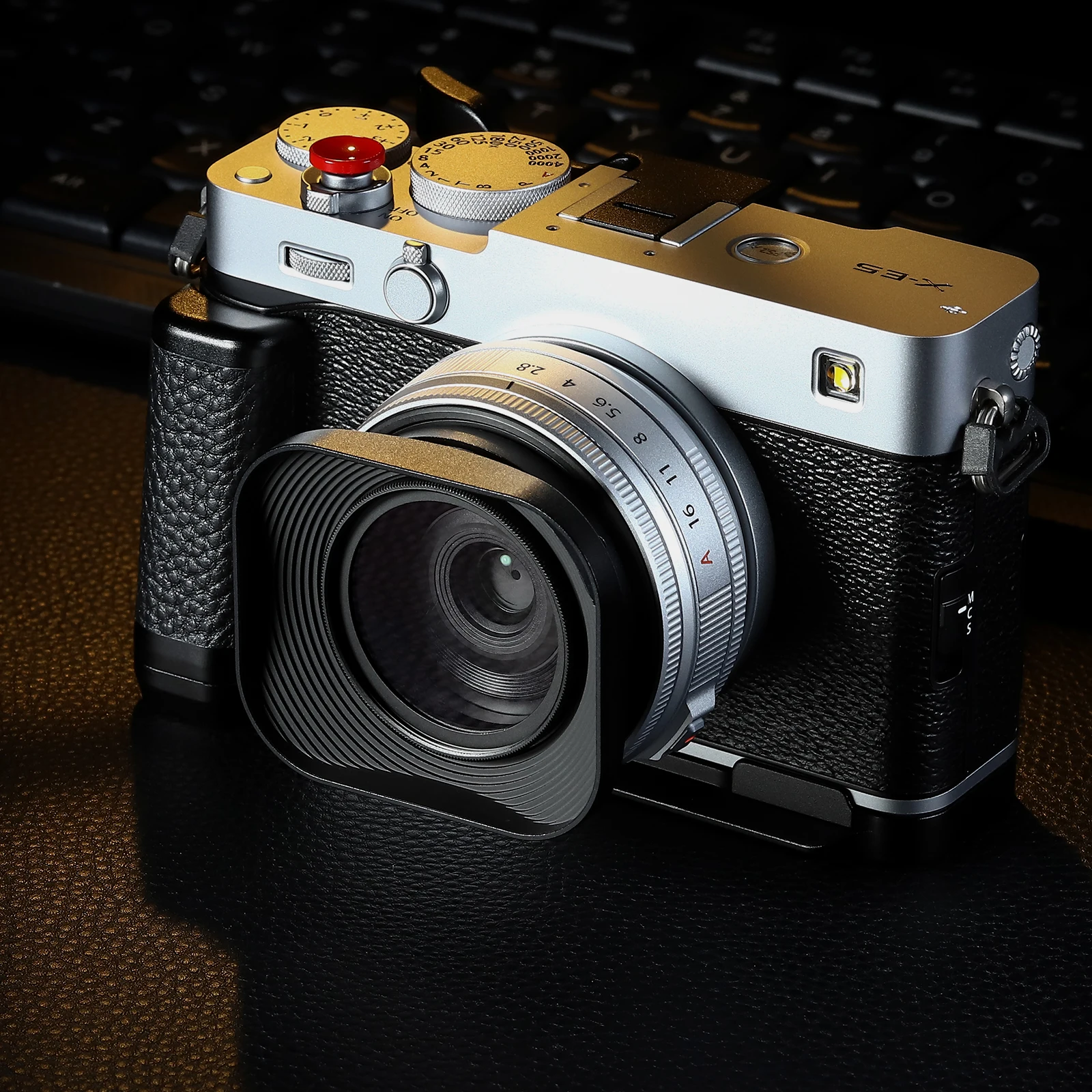 Haoge capa de lente de metal quadrado baioneta para Fujifilm Fujinon XF27mm XF23mm F2.8 R WR capa de lente preta
