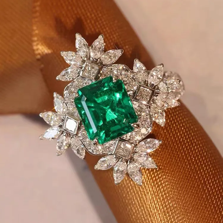 

Sparkles Snowflake Accent Green Square Cocktail Rings for Women Party