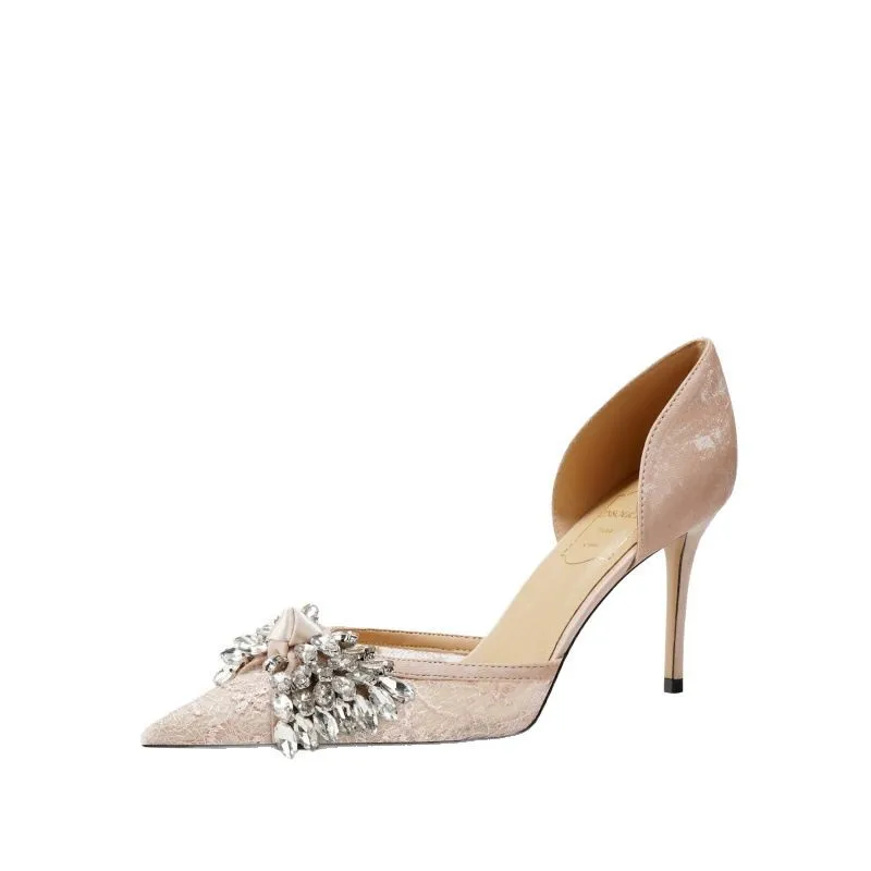 

A48 Простая летняя сумка на высоком каблуке, тонкий каблук со стразами, овчина, заостренная бабочка, полые туфли со стразами Босоножки Женские