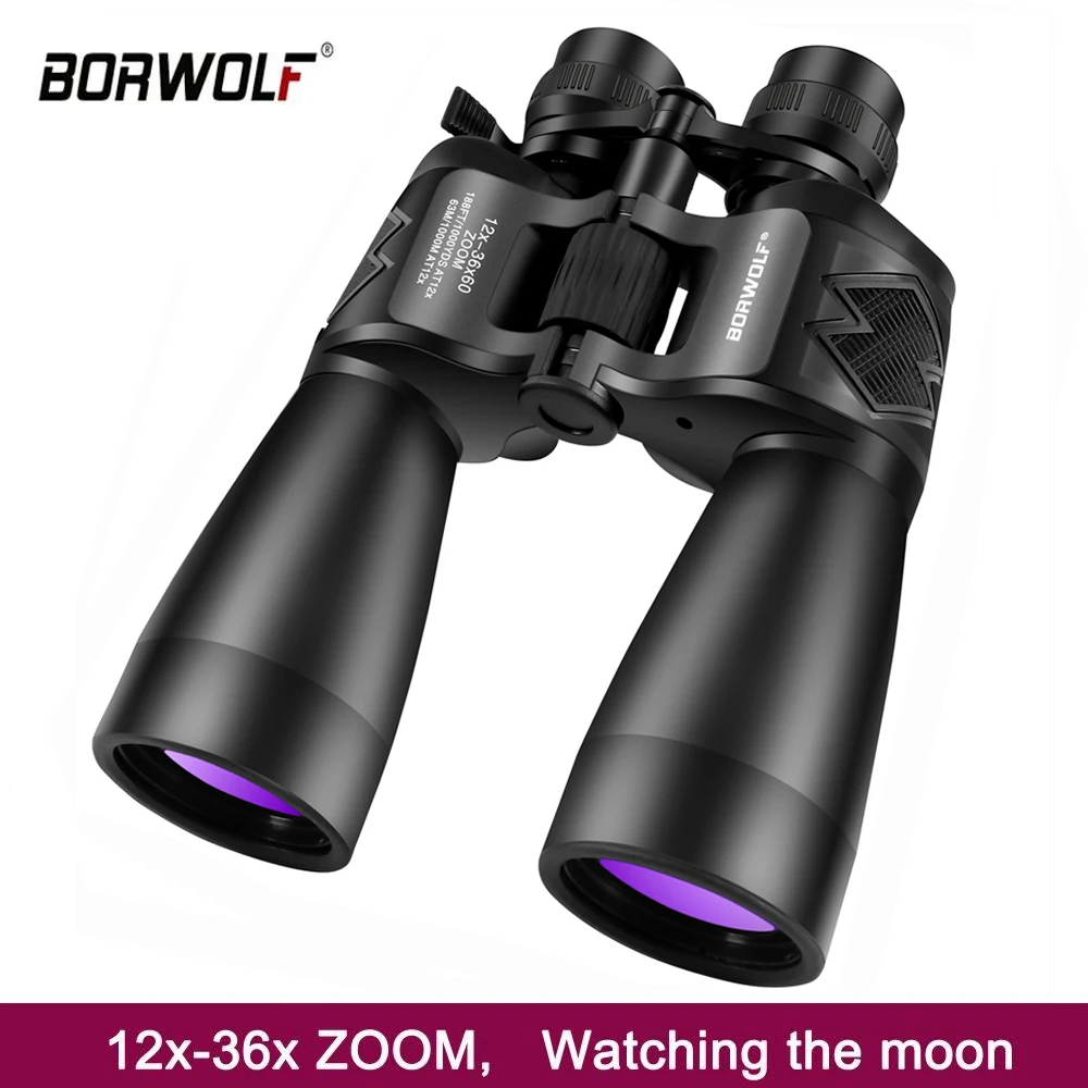 

BORWOLF 12-36X60 Powerful Binoculars Zoom Field Glasses Great Handheld Telescope for Bird Watching