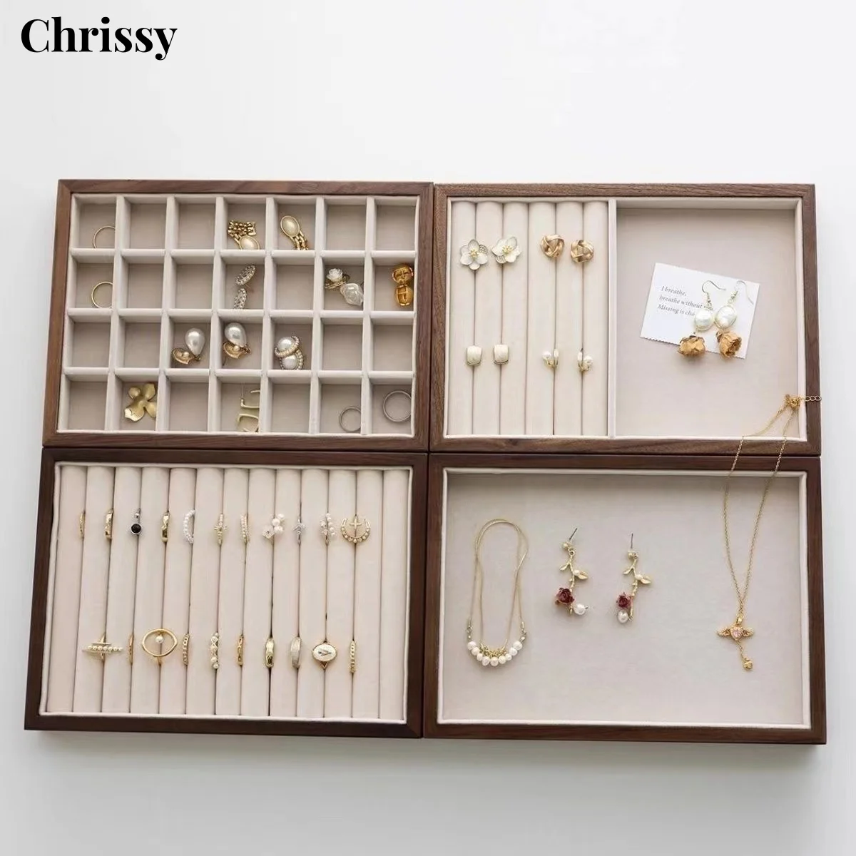 

Walnut Solid Wood Jewelry Box Ring Pendant Storage Box Necklace Large Capacity Household Jewelry Organizer