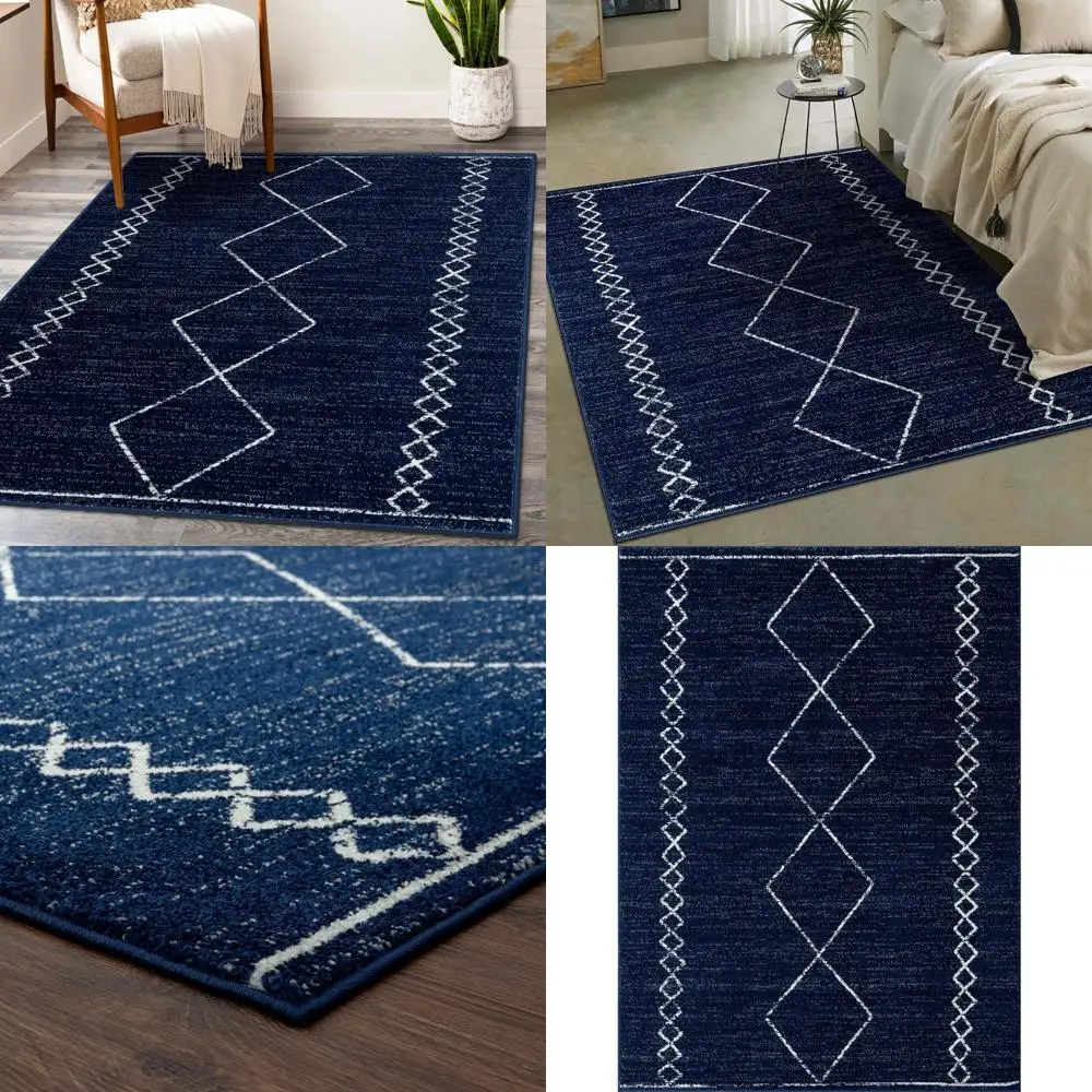 

Boho Moroccan Geometric Area Rug 8x10 in Navy - Luxe Weavers Daphnes Collection