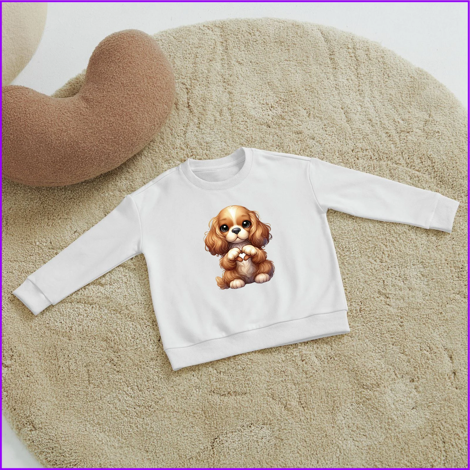 Cocker Spaniel Cartoon Cute Dog Giving Heart Animal Sja596 Kids Boys Girls Hoodies Sweatshirts Wednesday Outerwear Sweaters Wint