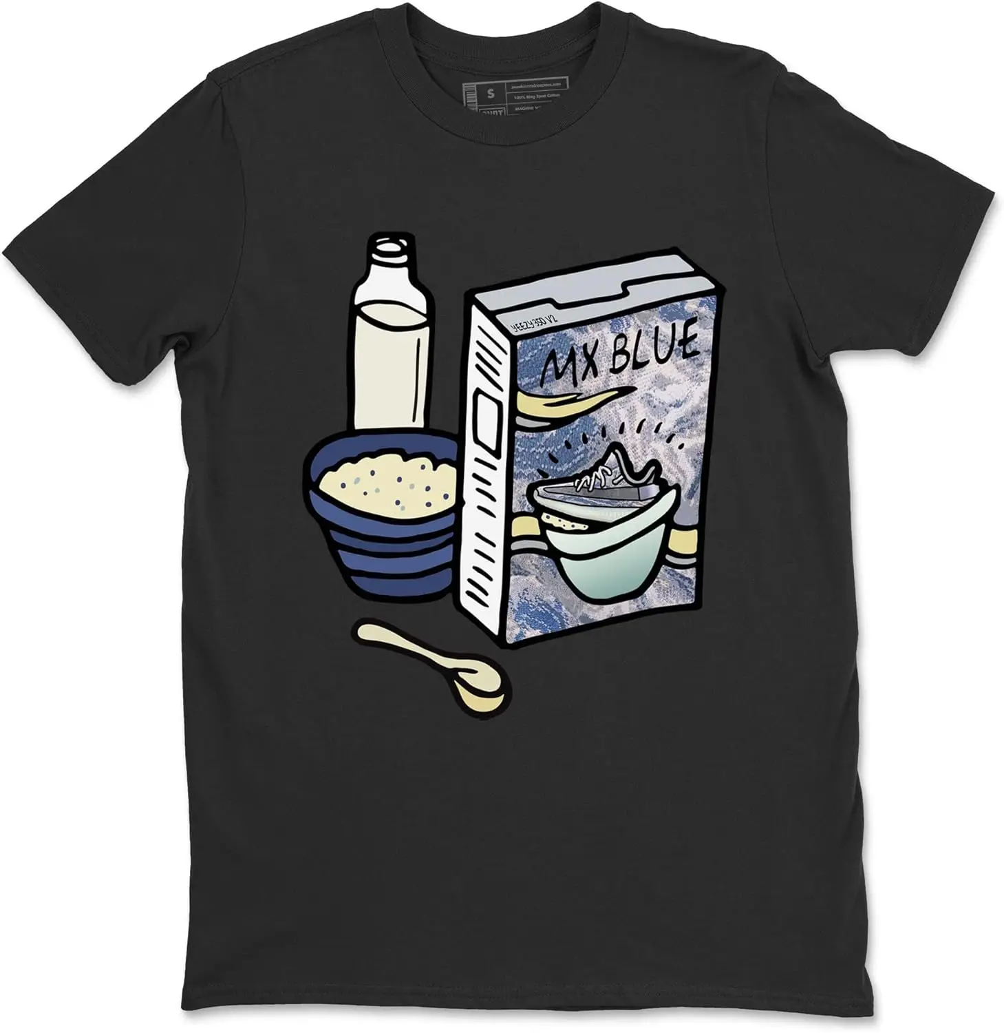 365 Printing Graphic Tees Breakfast Cereal Design 350 MX Blue Sneaker Matching T-Shirt