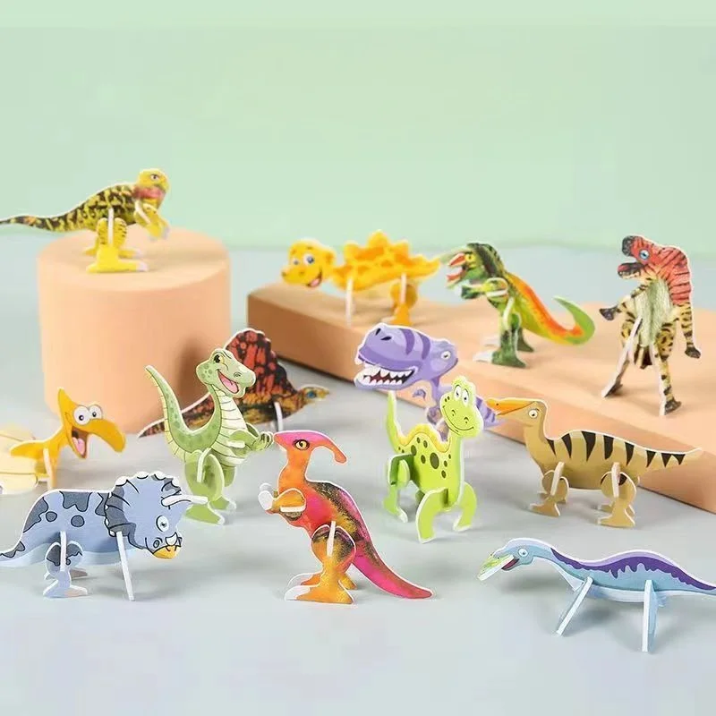 30 Uds. Rompecabezas de papel con tema de dinosaurio de la selva de dibujos animados, juguetes para niños, recuerdos de fiesta de cumpleaños, recompensas en el aula, rellenos de piñata