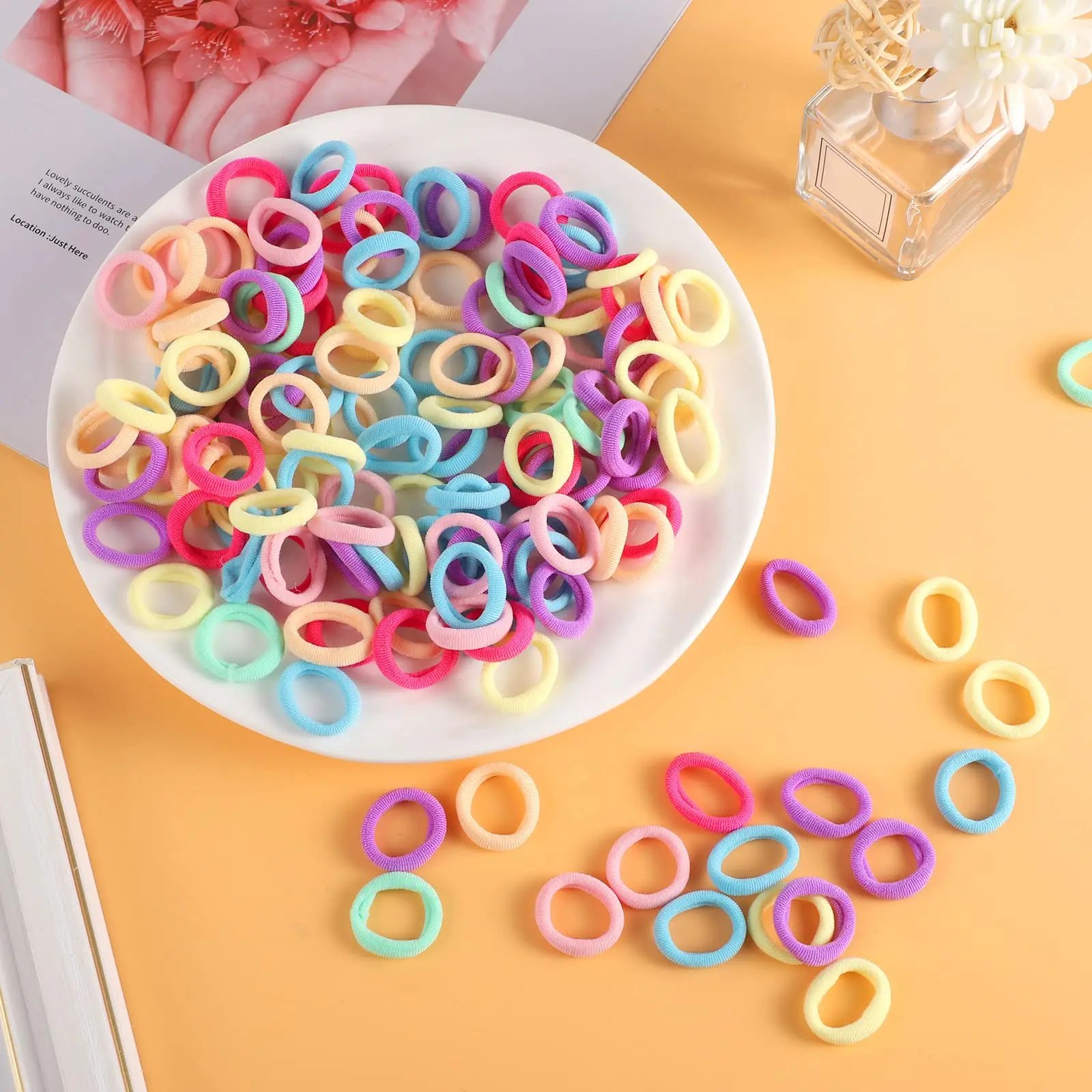 100/300/500/1000pcs Colorful Basic Elastic Hair Band For Girls Ponytail Hold Scrunchie Rubber Band Kid Fashion Hair Accessories