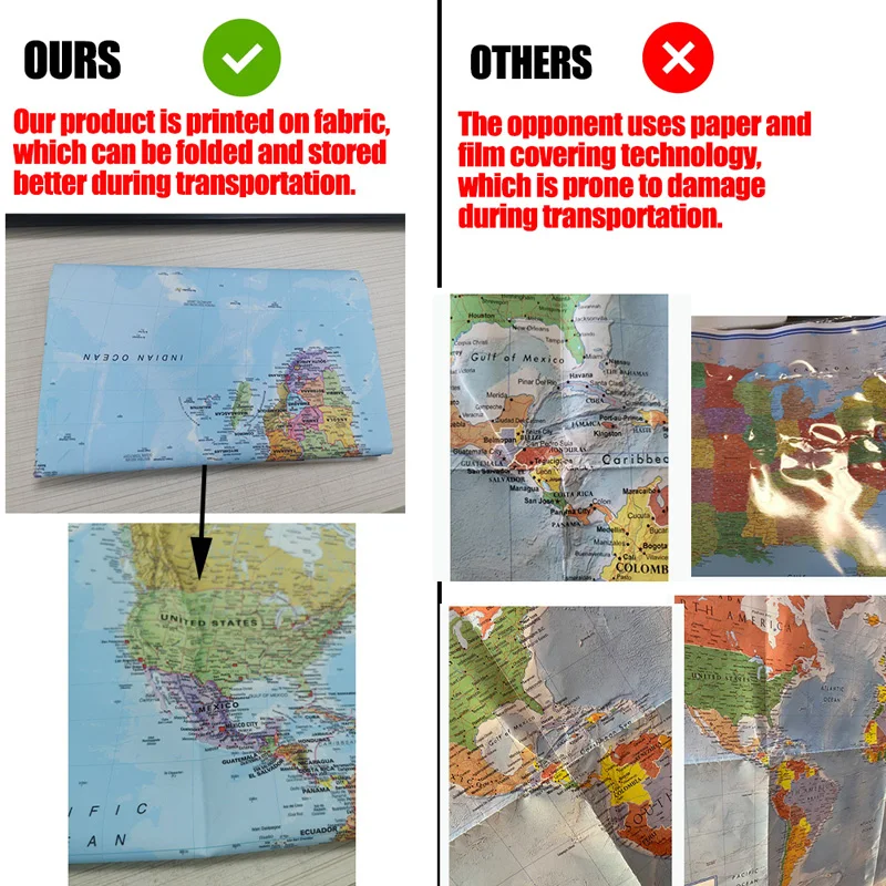 2er-Pack rahmenloses Vintage-Weltkarte- und US-Karte-Poster-Set in englischem Bild, Leinwand, Wanddekoration, klassisches Schul- und Büro-Reisezubehör