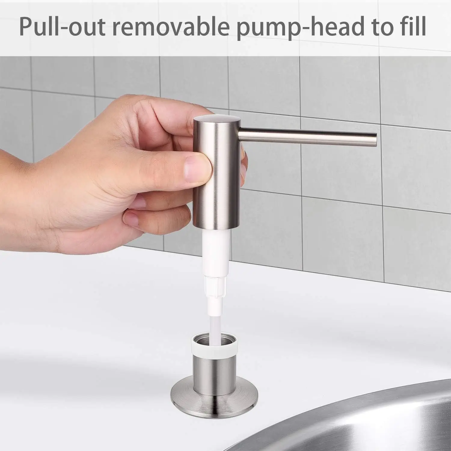 Brass Built-In Kitchen Sink Soap Dispenser with 500ml Bottle – Heavy-Duty Press Pump Durable Solid Brass Construction