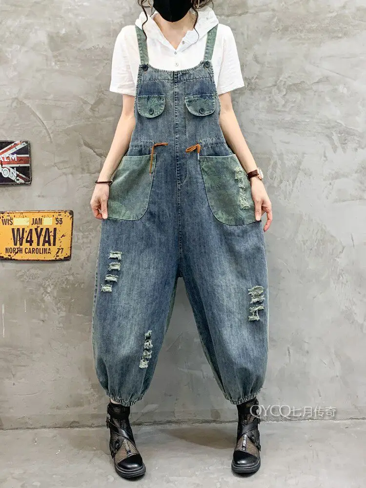 

Новый женский ковбойский комбинезон на весну и осень, свободные брюки-шаровары