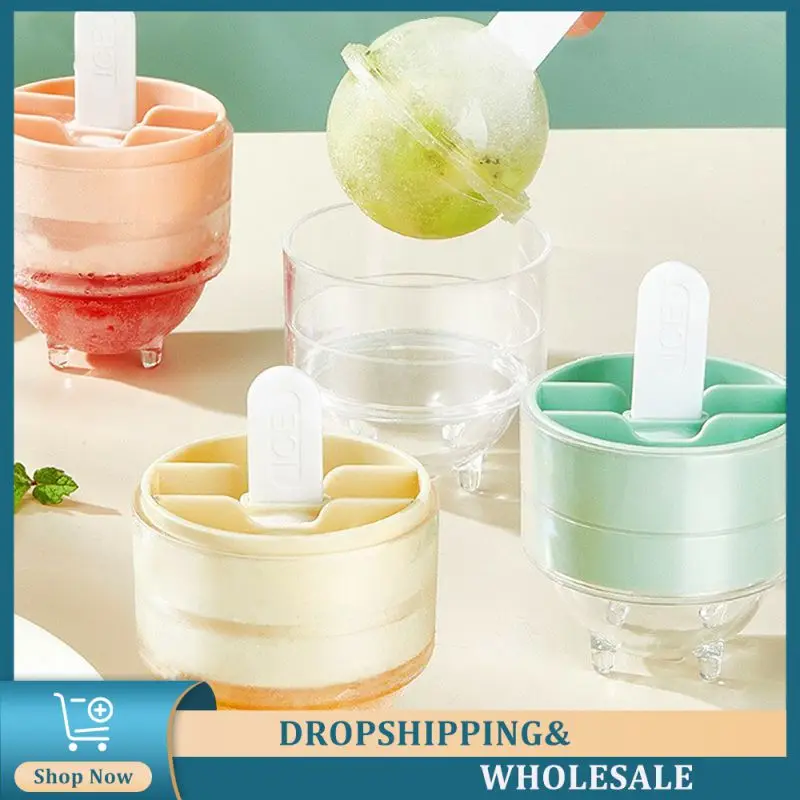 Kitchen Ice Box Ice Cream Maker Tool 4 Hole Ice Cube Makers Round Ice Hockey Mold Vodka Ball Ice Mould Bar Party Articles