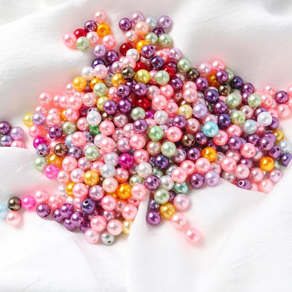 3/4/6/8/10/12/14mm Colorful ABS Imitation Pearls Round Straight Hole  Beads For for Jewelry Making Necklace DIY Accessories