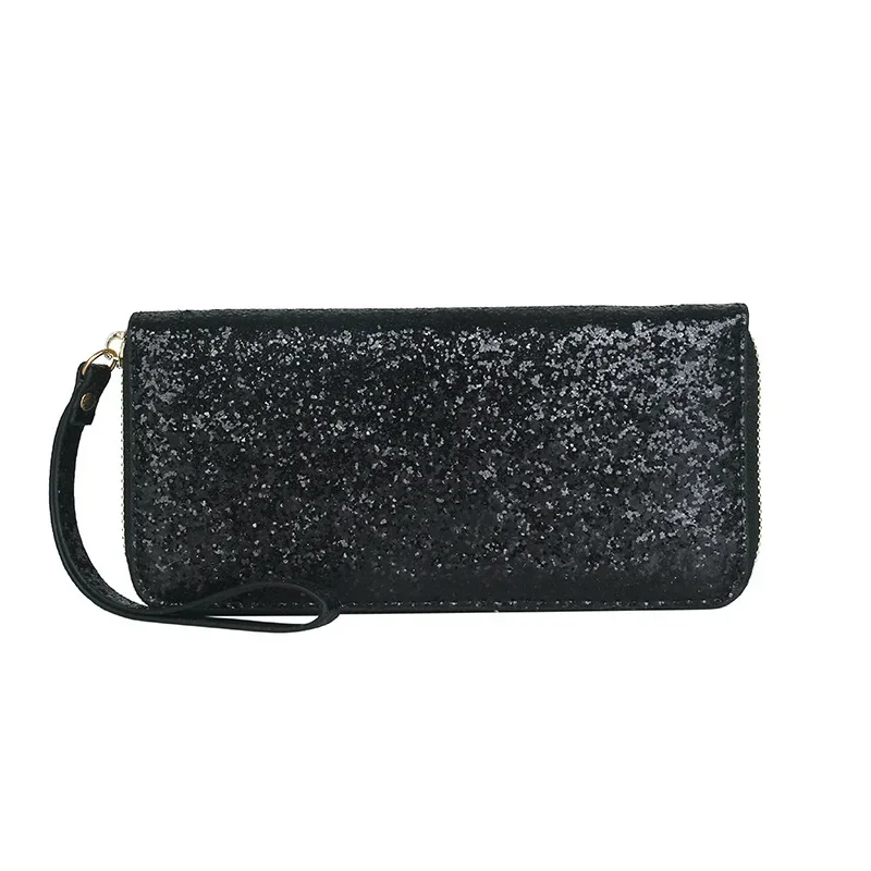 New Fashion Simple Women's Purse New Student Coin Purse Korean Version Sequin Wrist Strap Long Dinner Hand