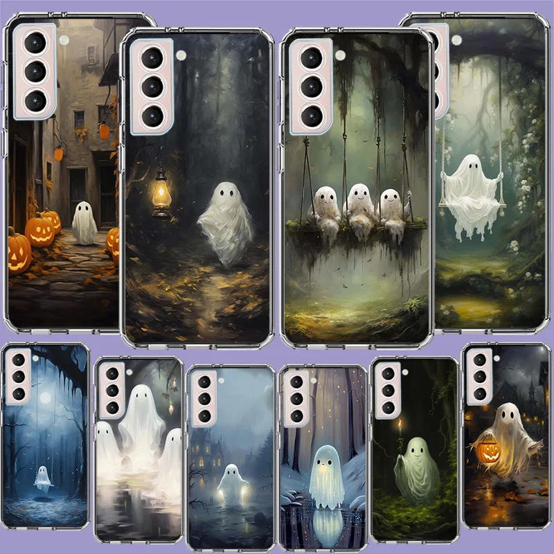 Cute Halloween Ghost Phone Case For Galaxy A15 A25 A35 A55 Samsung A10 A20E A30 A40 A50 A70 A11 A21S A31 A41 A51 A71 A9 A8 A7 A6