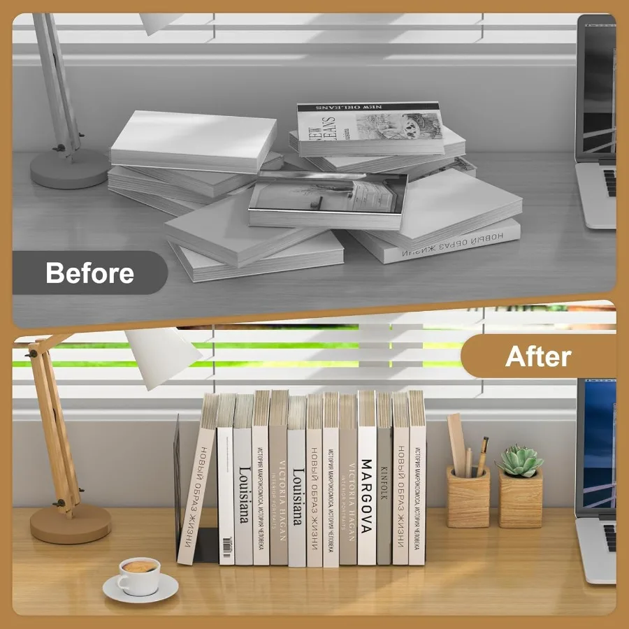 Bookends 4 Pieces Tree Design Modern Metal Bookends for Shelves Black Tree Book Ends tive Book Organizer for Desk tive Shelve B