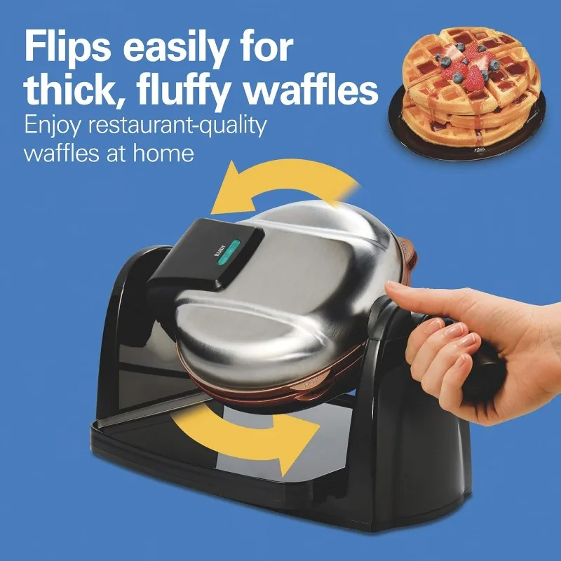 Hamilton Beach Belgian Waffle Maker with Removable PFAS-Free Durathon Nonstick Coated Plates, Easy Flip, Ceramic Grids, Black