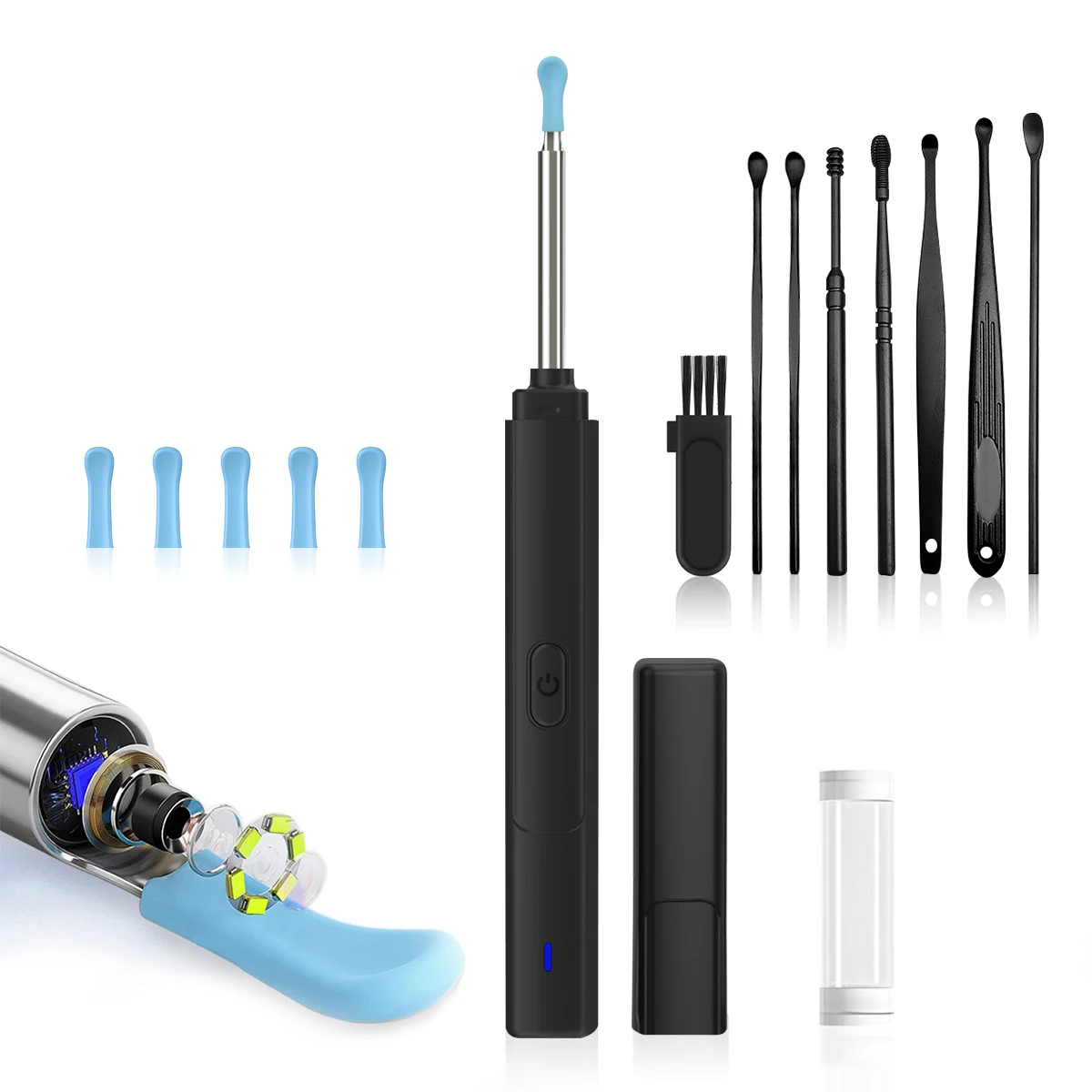

Ear Wax Removal Earwax Remover Tool with 8 Pcs Ear Set Ear Canal Cleaner with 1080P Camera FSA HSA Eligible Ear Cleaning Kit