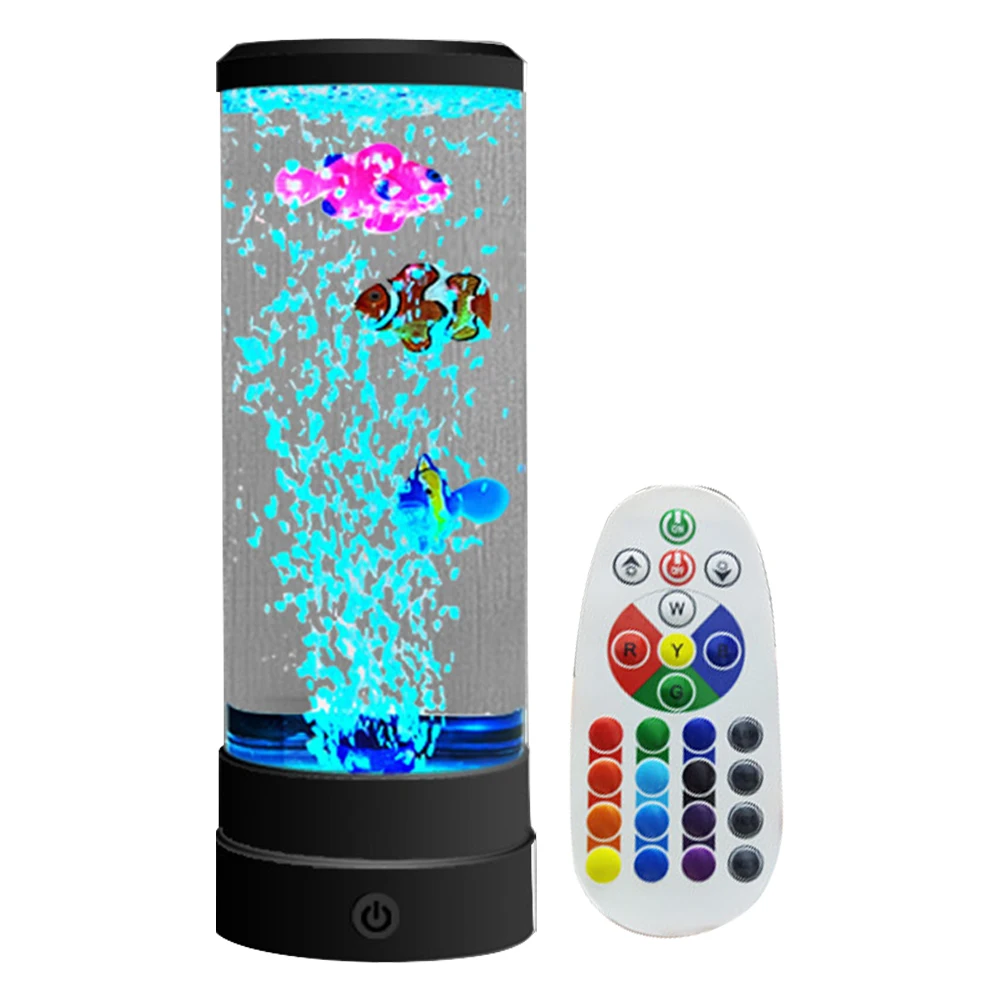 Bubble Fish Lamp Battery/USB Powered Sensory Bubble Tube Lamp Fake Fish Tank with Aquarium Night Light LED Bubble Fish Lava Lamp